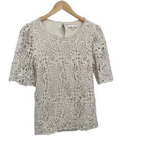 Anthropologie Eri + Ali white lace overtop